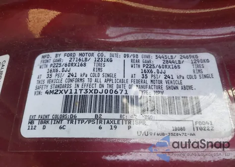 1999 Mercury Villager from USA, damaged, VIN 4M2XV11T3XDJ00671